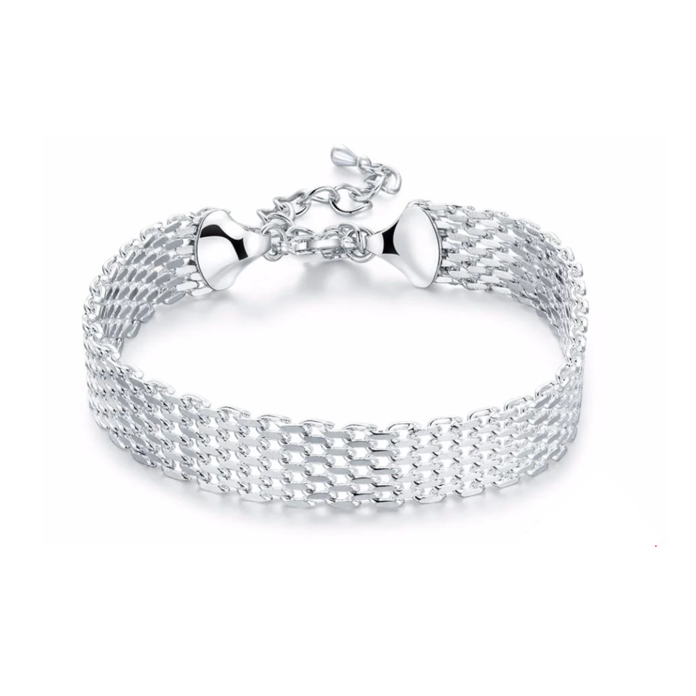 Silberarmband Damen, mehrreihig, verstellbar, elegantes Design, Schmuckaccessoire