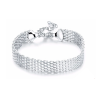 Silberarmband Damen, mehrreihig, verstellbar, elegantes Design, Schmuckaccessoire