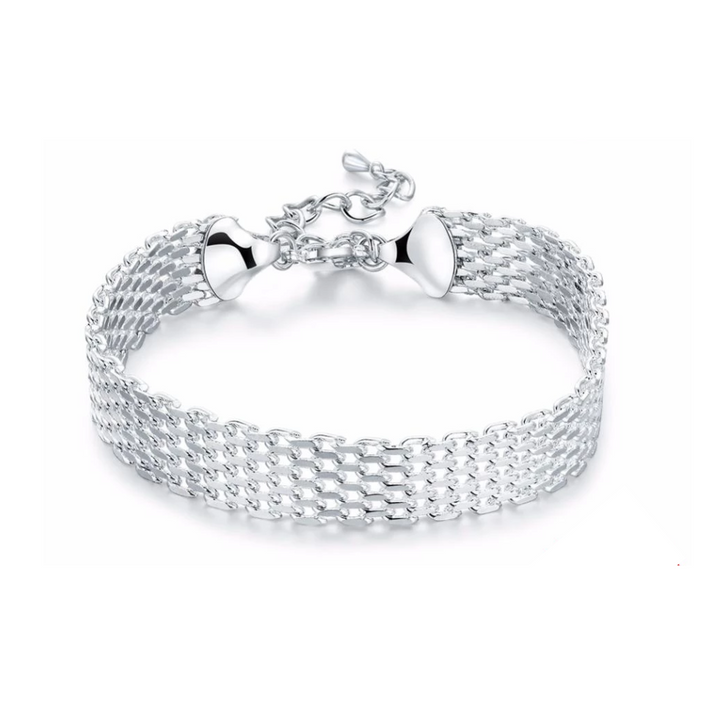 Silberarmband Damen, mehrreihig, verstellbar, elegantes Design, Schmuckaccessoire