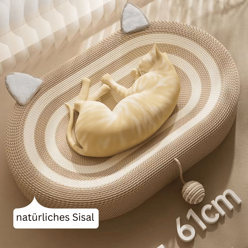 Sisal Kratzbett für Katzen, oval, 61cm, natürliches Material, beige, mit Spielball.