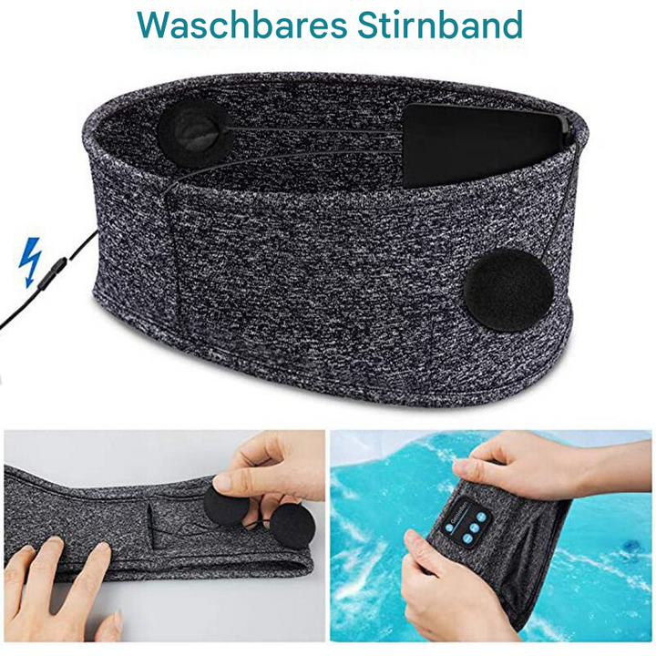 Graues waschbares Stirnband mit Bluetooth, ideal zum Schlafen und Entspannen.