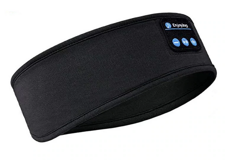 Schwarzes Bluetooth-Stirnband, kabellose Kopfhörer, Musik, Schlafhilfe, Sportzubehör.