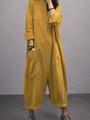 Oversized Baumwoll-Leinen Jumpsuit mit langen Ärmeln – Amara