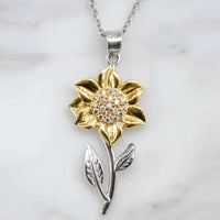 Goldene Damenkette aus Sterlingsilber mit Sonnenblumenanhänger – Marélie