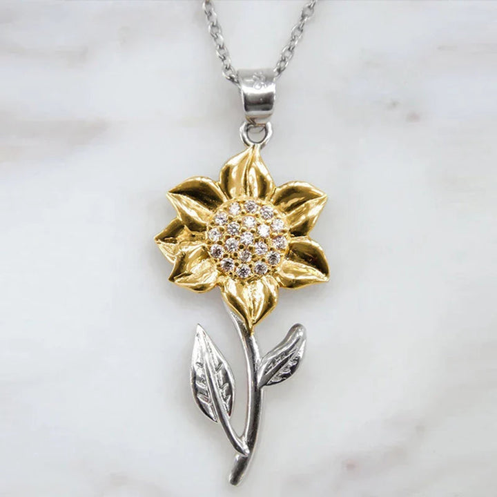 Goldene Damenkette aus Sterlingsilber mit Sonnenblumenanhänger – Marélie