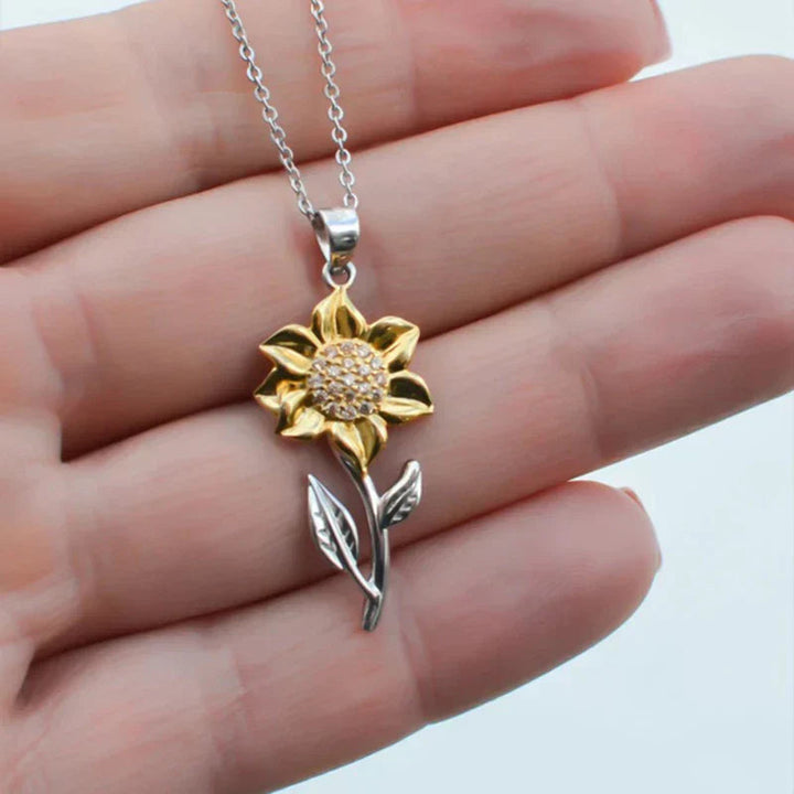 Goldene Damenkette aus Sterlingsilber mit Sonnenblumenanhänger – Marélie