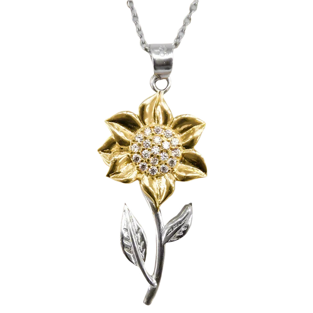 Goldene Damenkette aus Sterlingsilber mit Sonnenblumenanhänger – Marélie