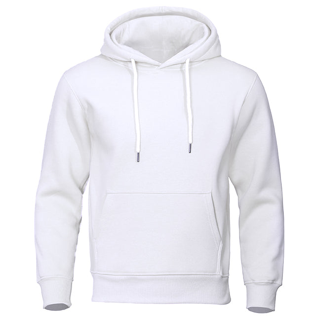 Weiße Herren-Kapuzenpullover, Fleece, warm, Streetwear, lässig, atmungsaktiv, modisch.
