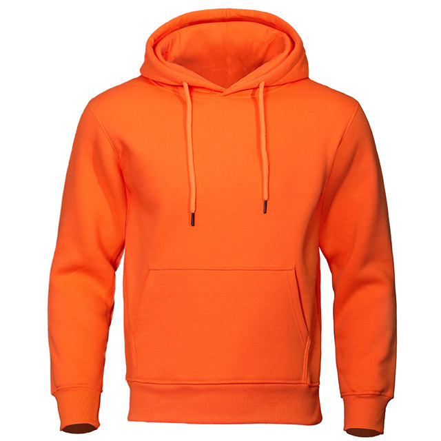 Orange Herren-Hoodie, Fleece, warm, Streetwear, lässig, atmungsaktiv, Kapuzenpullover.
