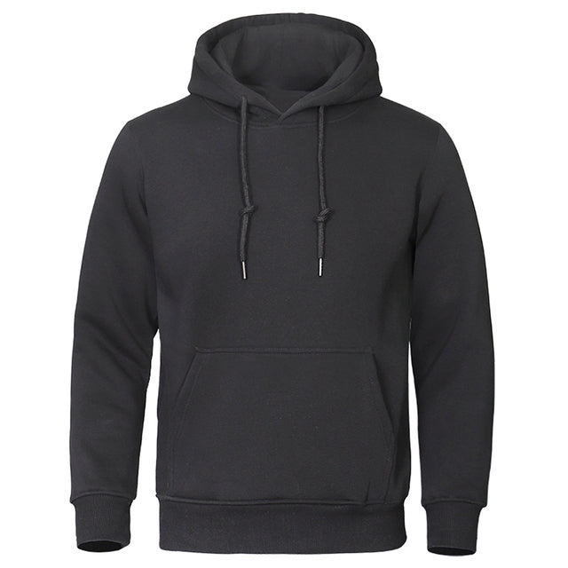 Schwarzer Herren-Hoodie aus Fleece, warm, lässig, Streetwear, atmungsaktiv, Kapuzenpullover.