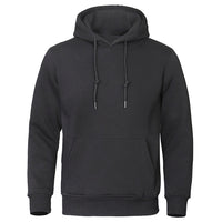 Schwarzer Herren-Hoodie aus Fleece, warm, lässig, Streetwear, atmungsaktiv, Kapuzenpullover.
