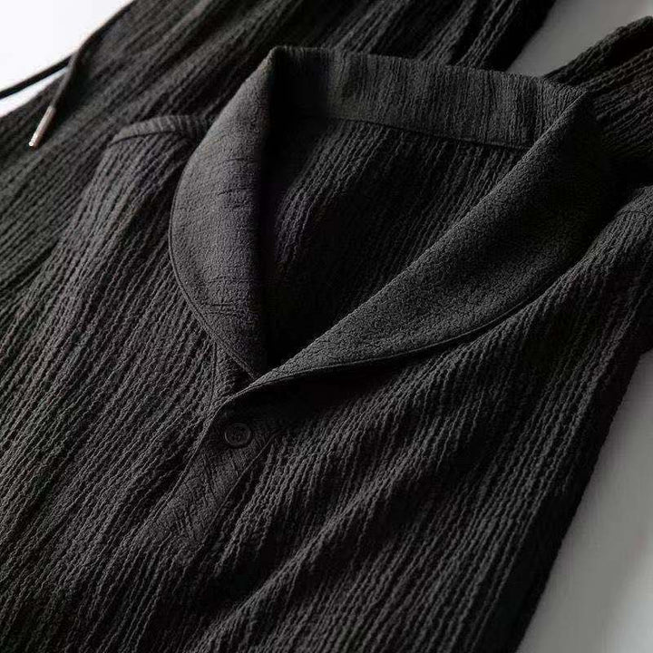 Schwarzes Herrenhemd aus Baumwolle, klassisch, lässig, Sommermode, Knopfleiste.