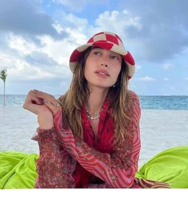 Gehäkelter Damen Fischerhut mit Karomuster – Faye