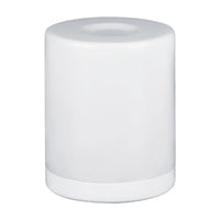 Weiße LED-Tischlampe, stufenlos dimmbar, Touch-Steuerung, USB-aufladbar, modernes Design.