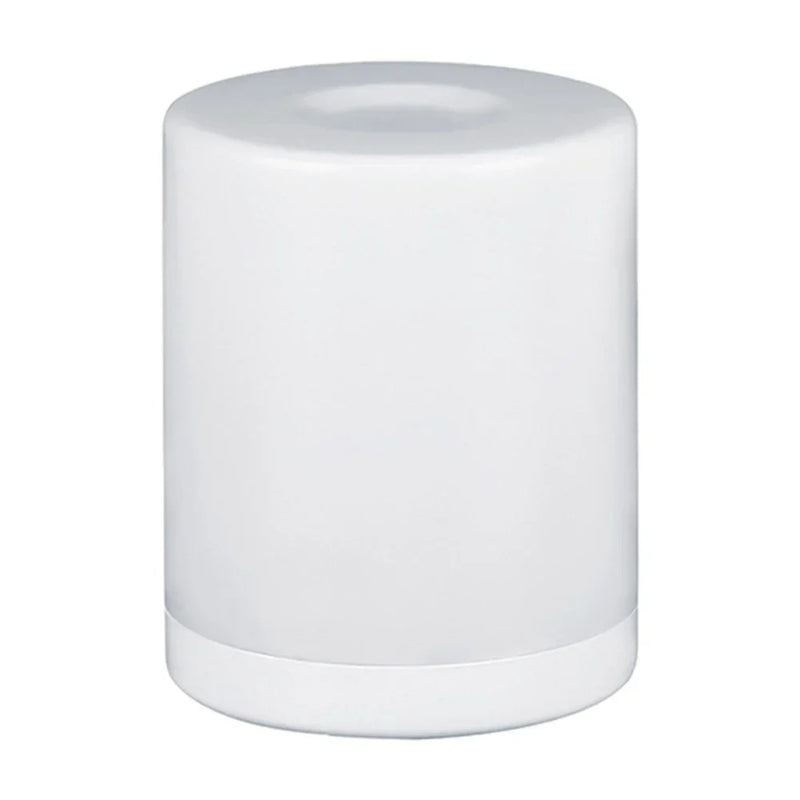 Weiße LED-Tischlampe, stufenlos dimmbar, Touch-Steuerung, USB-aufladbar, modernes Design.