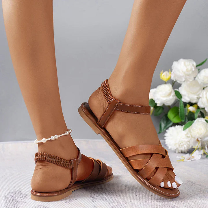 Braune Römische Damen-Sommersandalen mit rutschfester Sohle – Yvelle