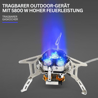 Tragbarer Gaskocher mit hoher Feuerleistung, 5800 W, ideal für Outdoor-Aktivitäten.