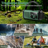 Tragbares Notfallradio grün, multifunktional, ideal für Camping, Wandern, Naturkatastrophen.