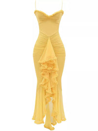 Trendiges Maxikleid mit Rüschen und Spaghettiträgern – Loyza