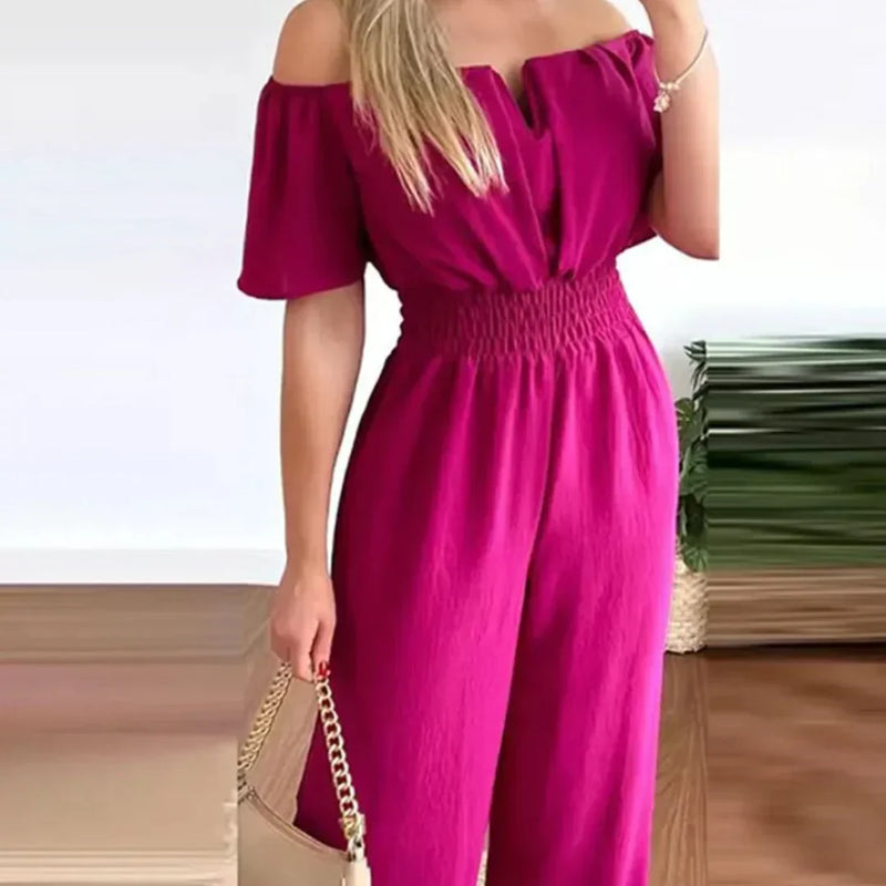 Off-Shoulder Jumpsuit mit kurzen Ärmeln – Lina