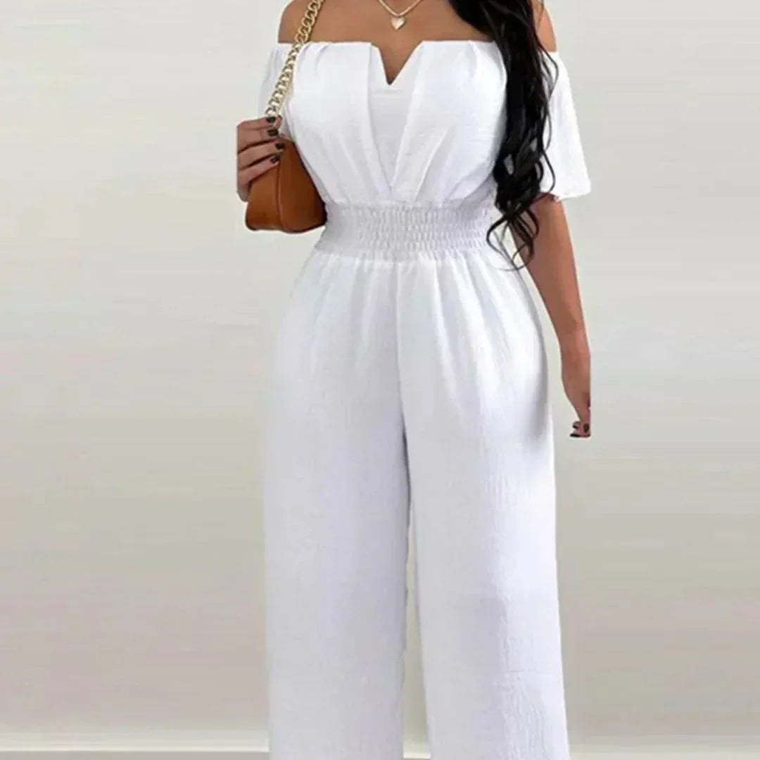 Off-Shoulder Jumpsuit mit kurzen Ärmeln – Lina