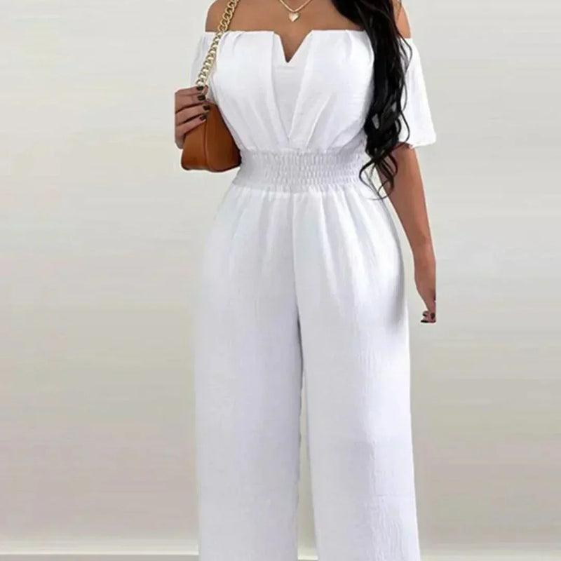 Off-Shoulder Jumpsuit mit kurzen Ärmeln – Lina