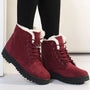 Damen-Winterstiefel, rot, Kunstfell, Schnürung, rutschfeste Sohle, modisch, warm.