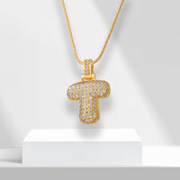 Goldene Buchstaben-Halskette mit Diamanten, Buchstabe T, luxuriöser Schmuck, Geschenkidee.
