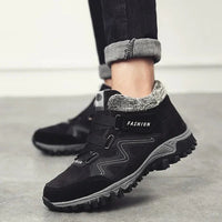 Schwarze thermische Schuhe, gefüttert, rutschfest, Herren-Winterschuhe, modisch.