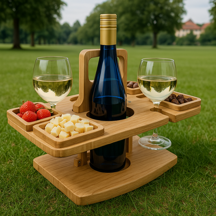 Tragbarer Holz-Picknick-Weintisch – WineNest