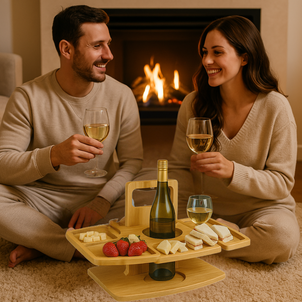 Tragbarer Holz-Picknick-Weintisch – WineNest