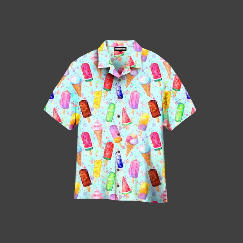 Sommerliches Herrenhemd mit Eisdruck – Luca