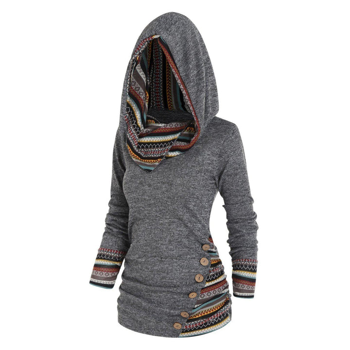 Herbstlicher Damen Kapuzenpullover mit Tribal-Muster – Tavira