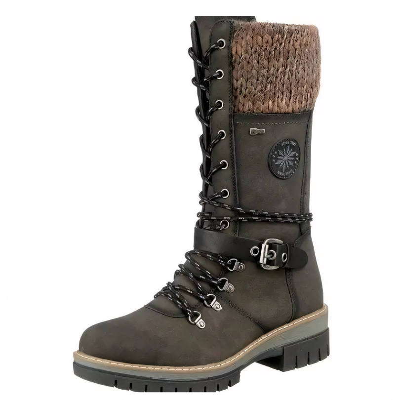 Damen Winterstiefel, schwarz, gefüttert, Schnürung, rutschfeste Sohle, Outdoor, wasserdicht.