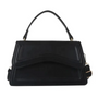 Schwarze Lederhandtasche mit Tragegriff, elegantes Design, Damenmode-Accessoire.
