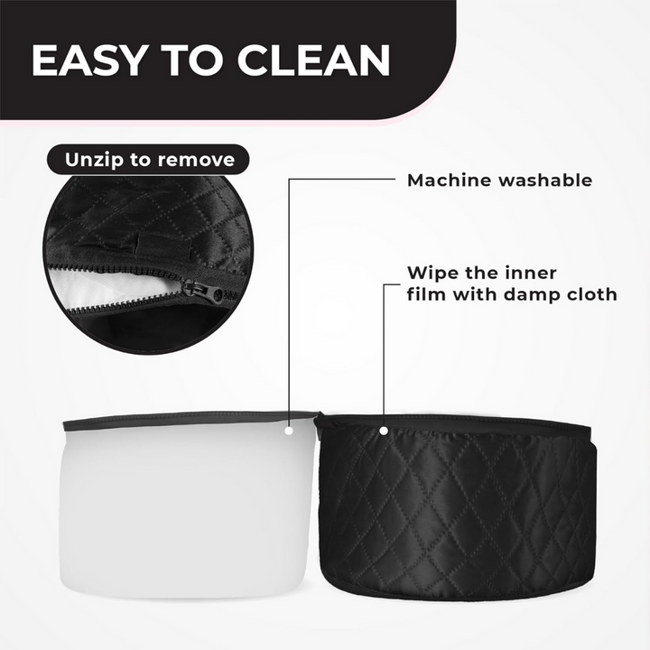 Schwarzer, maschinenwaschbarer, gesteppter Organizer mit Reißverschluss, leicht zu reinigen.