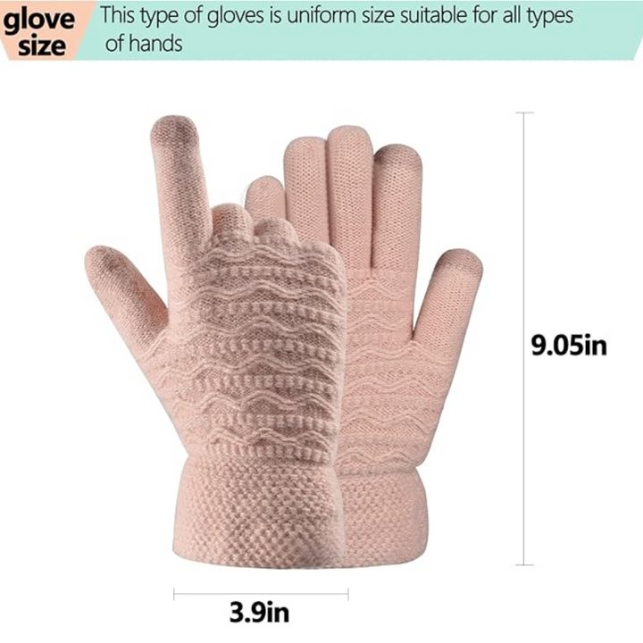 Rosa Strickhandschuhe, Einheitsgröße, 9,05 Zoll, für alle Handtypen geeignet.