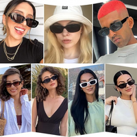Verschiedene Personen mit stilvollen Sonnenbrillen in Schwarz und Weiß, modische Accessoires.