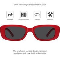 Rote rechteckige Sonnenbrille, blockiert Blendung, HD-Gläser, schlagfest, stilvolles Design.