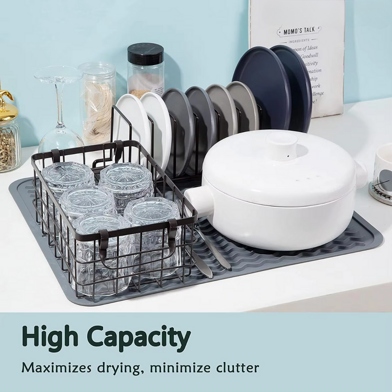 Abtropfgestell Küche, hoher Fassungsvermögen, Geschirr, Gläser, weiß, schwarz, platzsparend