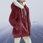 Damen Winterjacke, rot, Kunstpelz, Kapuze, Reißverschluss, warm, modisch, elegant, Outdoor.