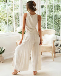 Baumwoll-Zweiteiler Damen Set mit Rundhals und Relaxhose – Tilda