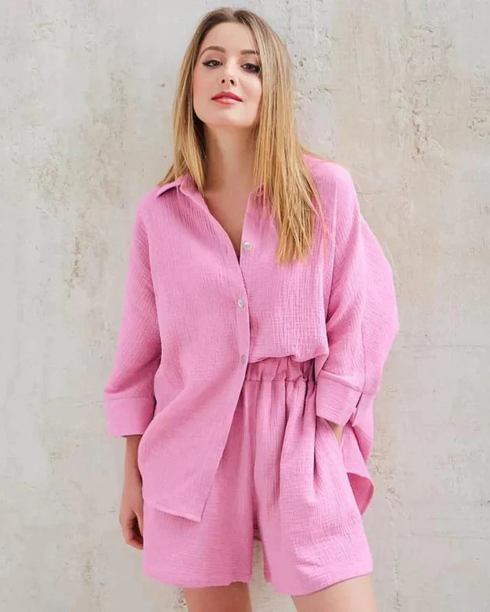 Zweiteilige Sommer-Kombi mit Struktur Damen – Tabea