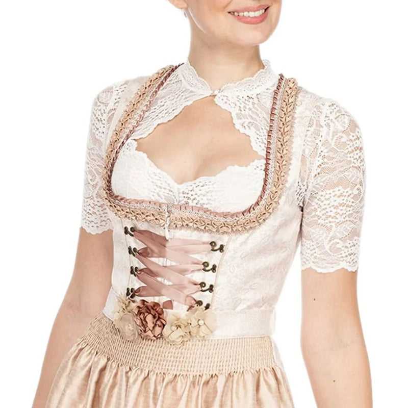 Trendy Dirndlbluse mit Spitze & Herzausschnitt für Damen – Alina - Oktoberfest 2025
