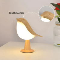 Holz-Vogel-Tischlampe mit Touch-Schalter, LED-Beleuchtung, modernes Design, Dekoration.