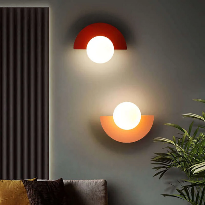 Moderne Wandlampen, rot und orange, LED, Wohnzimmerbeleuchtung, geometrisches Design