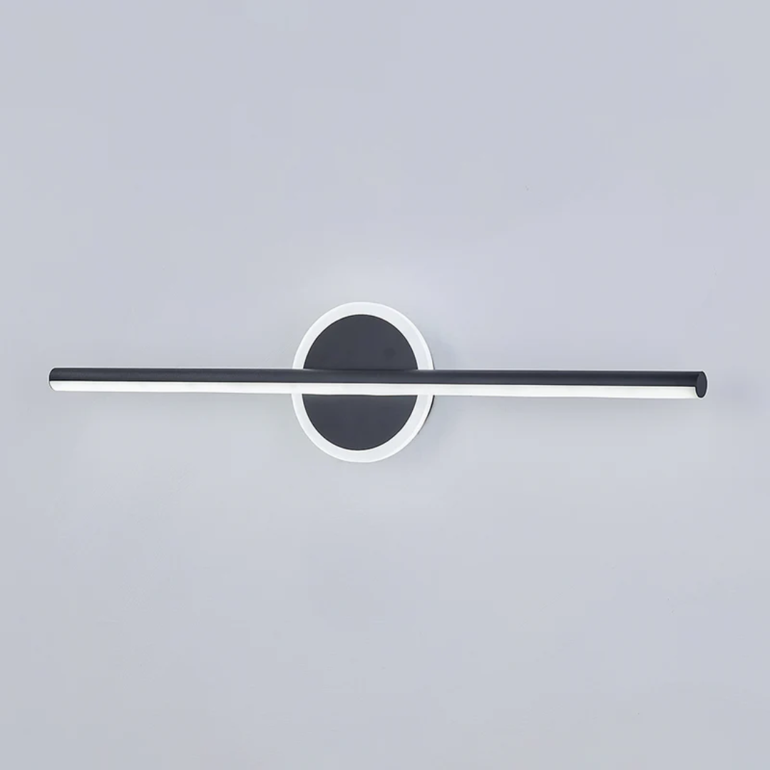 Moderne schwarze LED-Wandleuchte, minimalistisches Design, energiesparend, für Innenräume.