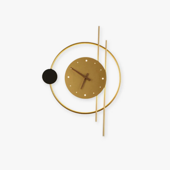 Goldene Wanduhr mit modernem Design, runde Form, minimalistischer Stil, dekorative Uhr.