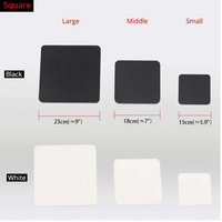 Schwarze und weiße quadratische Untersetzer, drei Größen, rutschfest, hitzebeständig.