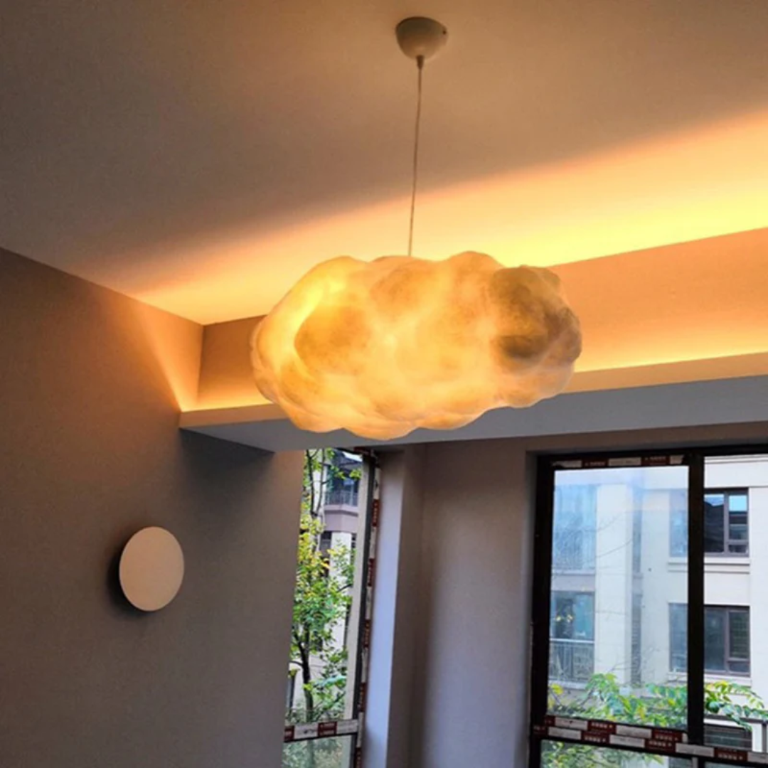 Wolkenförmige Deckenleuchte, modern, LED, Wohnzimmer, weiß, dekorativ, hängend, Innenbeleuchtung.